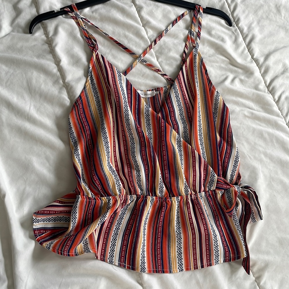 Blu pepper wrap style tank with peplum size L